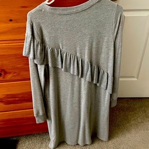 Comfortable ruffled sweater dress.